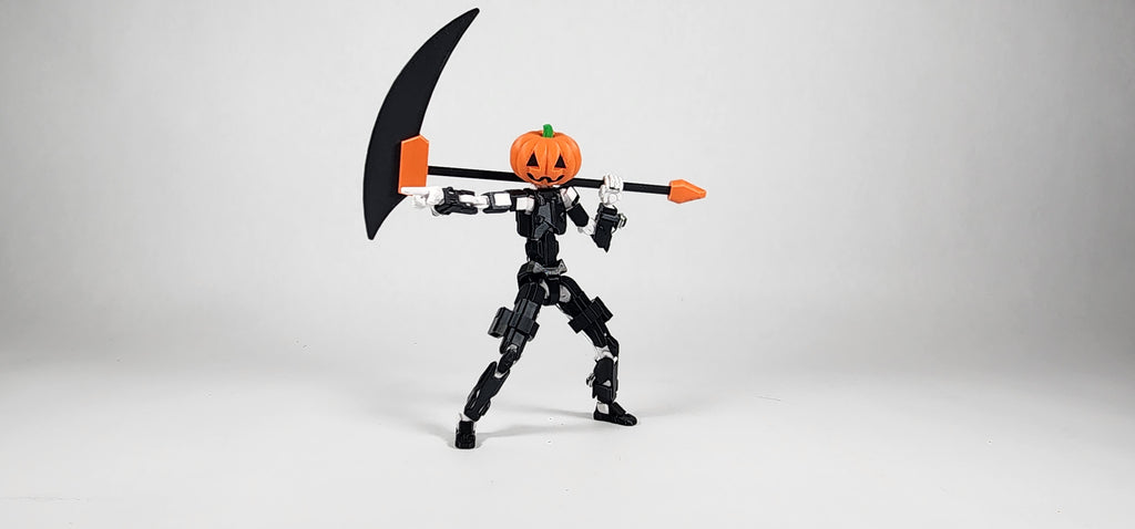 Jack O Lantern Head and Scythe 3D Printed FULLY ASSEMBLED