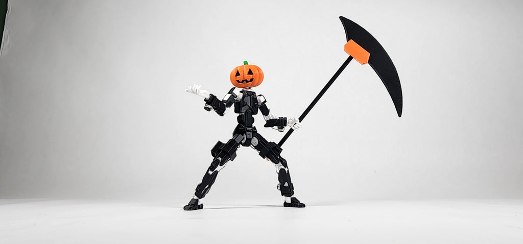 Jack O Lantern Head and Scythe 3D Printed FULLY ASSEMBLED