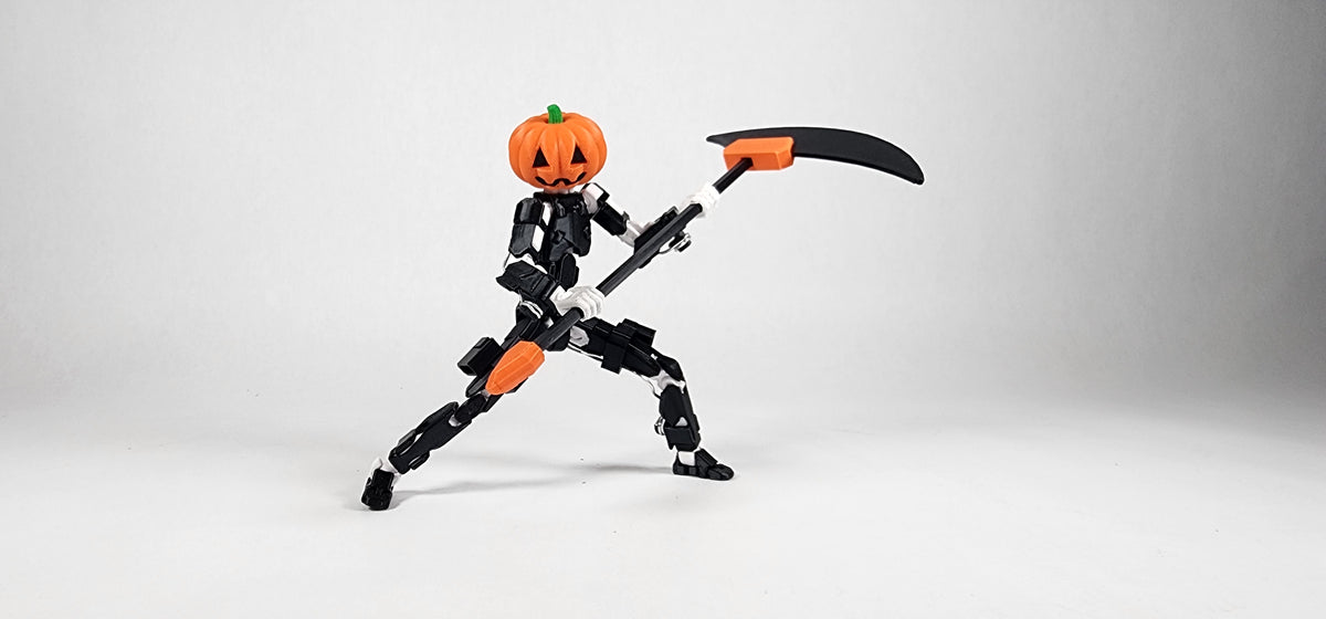 Jack O Lantern Head and Scythe 3D Printed FULLY ASSEMBLED