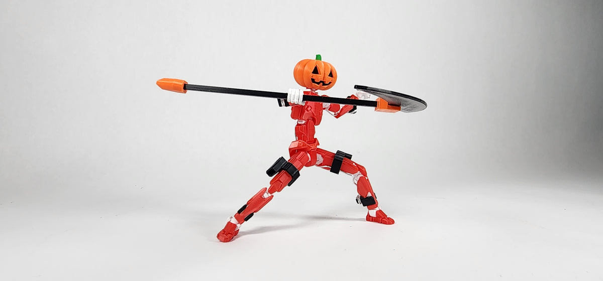 Jack O Lantern Head and Scythe 3D Printed FULLY ASSEMBLED