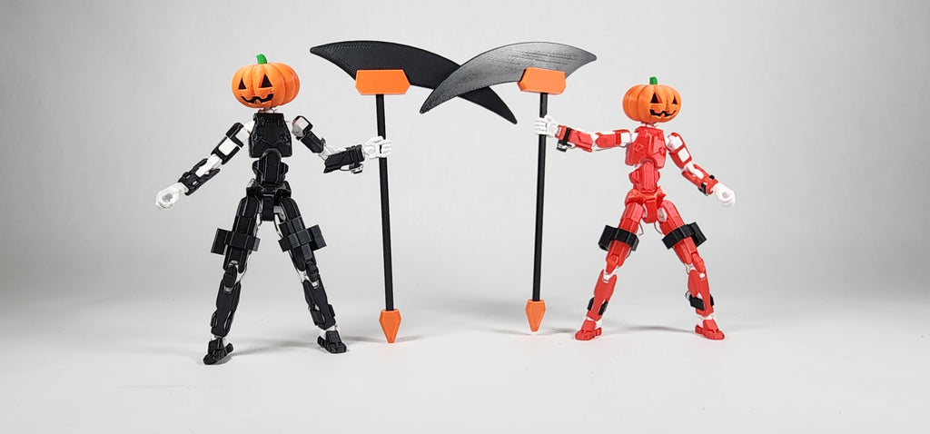 Jack O Lantern Head and Scythe 3D Printed FULLY ASSEMBLED