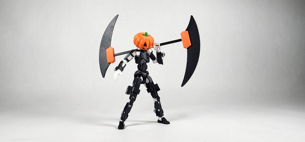 Jack O Lantern Head and Scythe 3D Printed FULLY ASSEMBLED